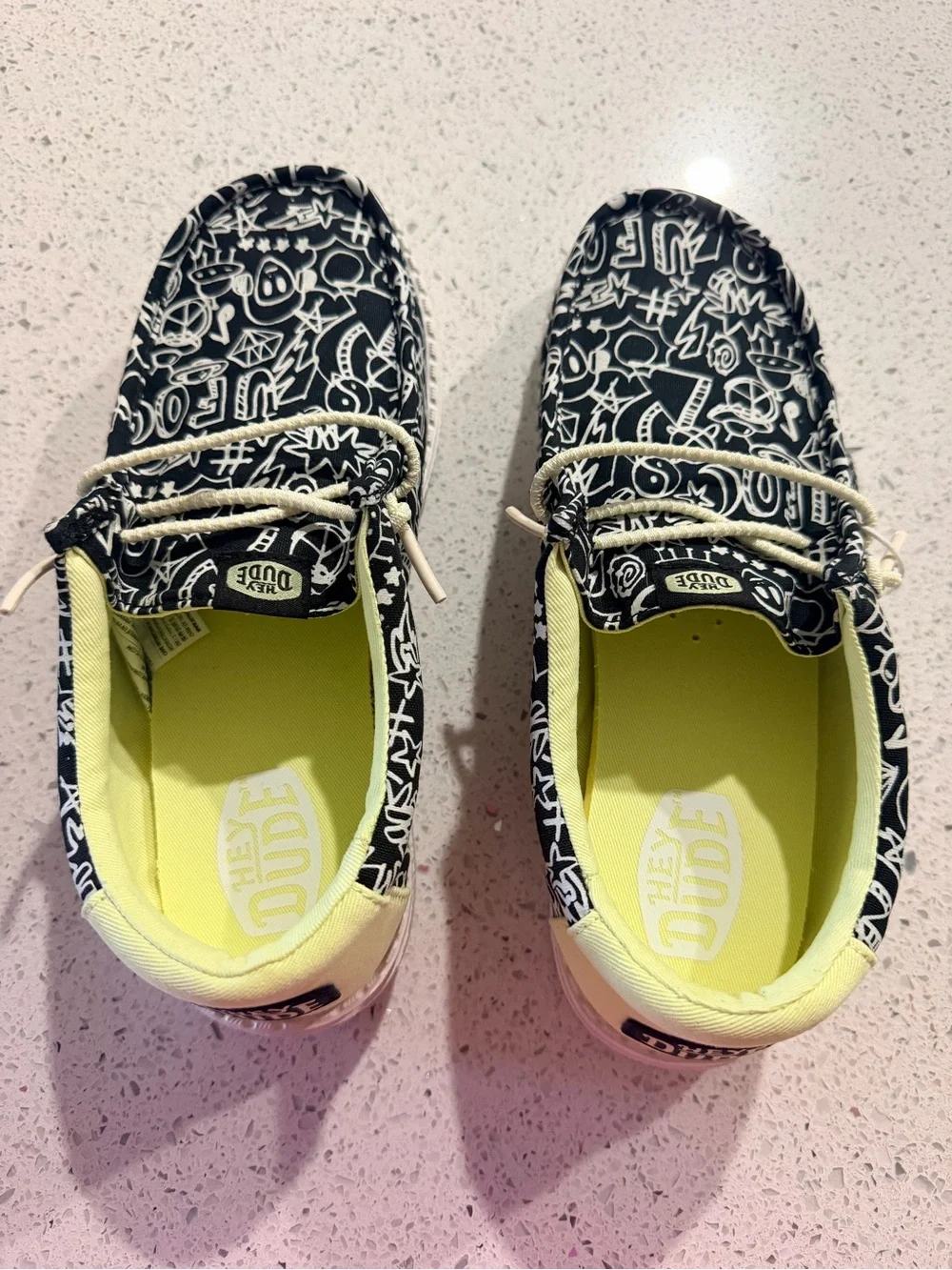 Hey Dude Kids Black & Yellow Graphic Slip-On Moccasins
